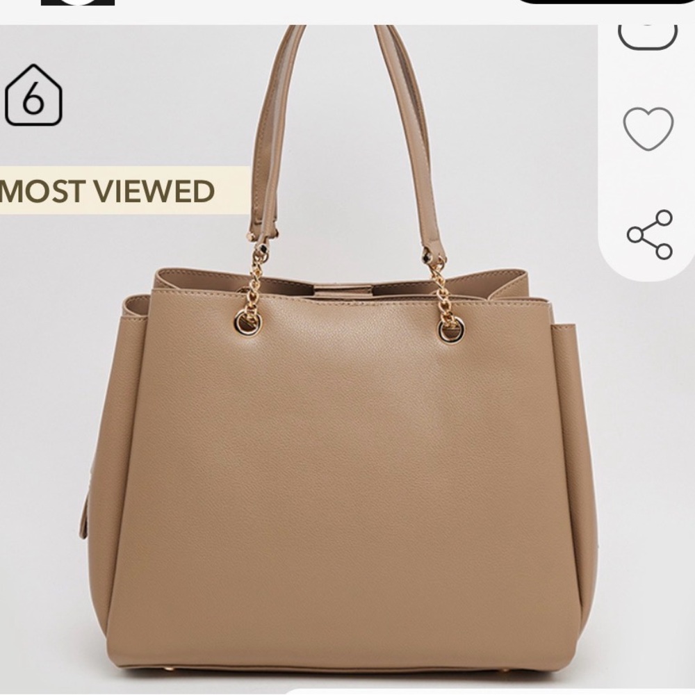 Anne Klein Bunnie Texture Shoulder Bag in Beige Tan Leather Tote Bag - Picture 2 of 13